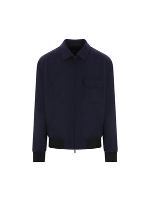 Wool Padded Bomber Jacket-GIORGIO ARMANI-JOHN JULIA