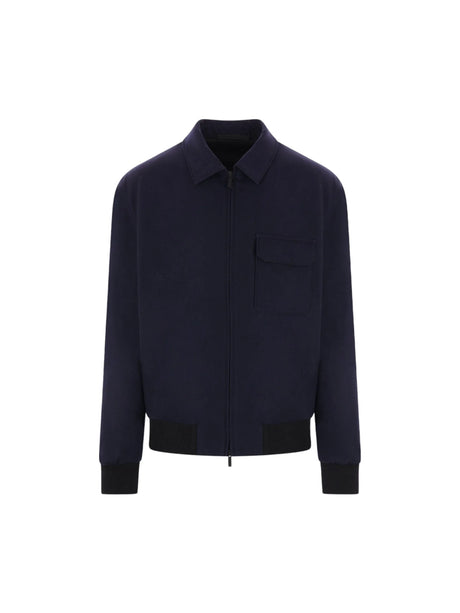 Wool Padded Bomber Jacket-GIORGIO ARMANI-JOHN JULIA