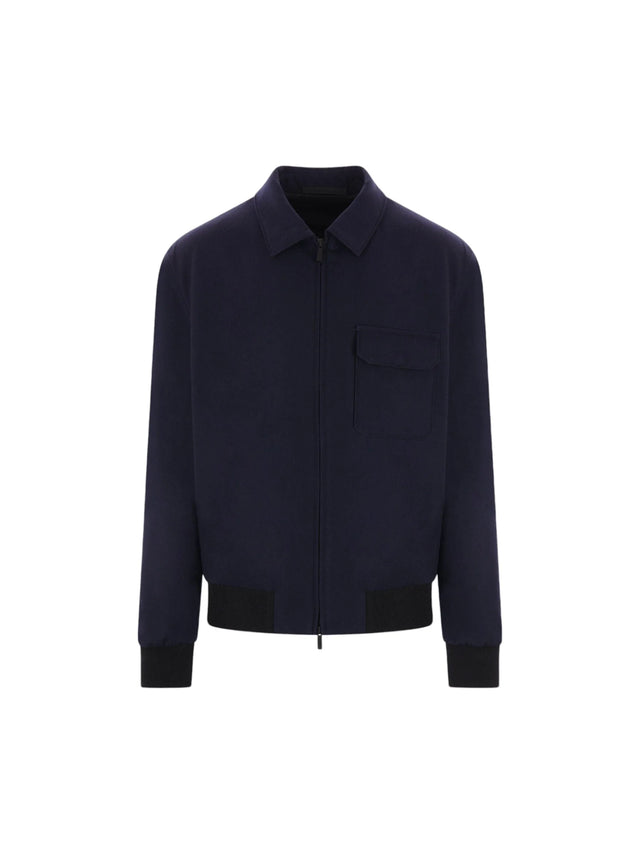 Wool Padded Bomber Jacket-GIORGIO ARMANI-JOHN JULIA