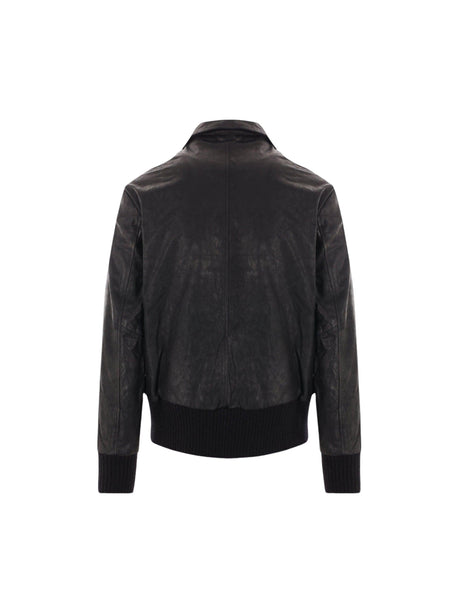 Leather Aviator Jacket-GIORGIO BRATO-JOHN JULIA