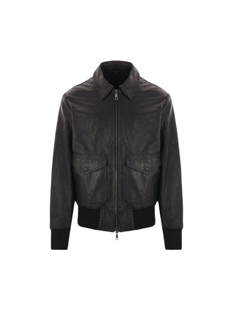 Leather Aviator Jacket-GIORGIO BRATO-JOHN JULIA