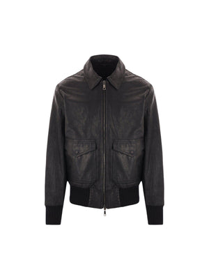 Leather Aviator Jacket-GIORGIO BRATO-JOHN JULIA