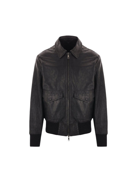 Leather Aviator Jacket-GIORGIO BRATO-JOHN JULIA