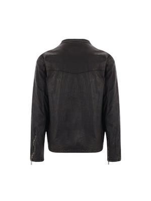 Leather Biker Jacket-GIORGIO BRATO-JOHN JULIA