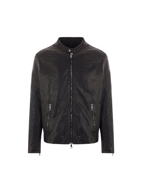 Leather Biker Jacket-GIORGIO BRATO-JOHN JULIA