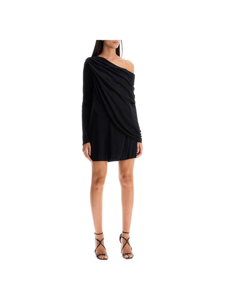 Gathered Off-Shoulder Jersey Mini Dress