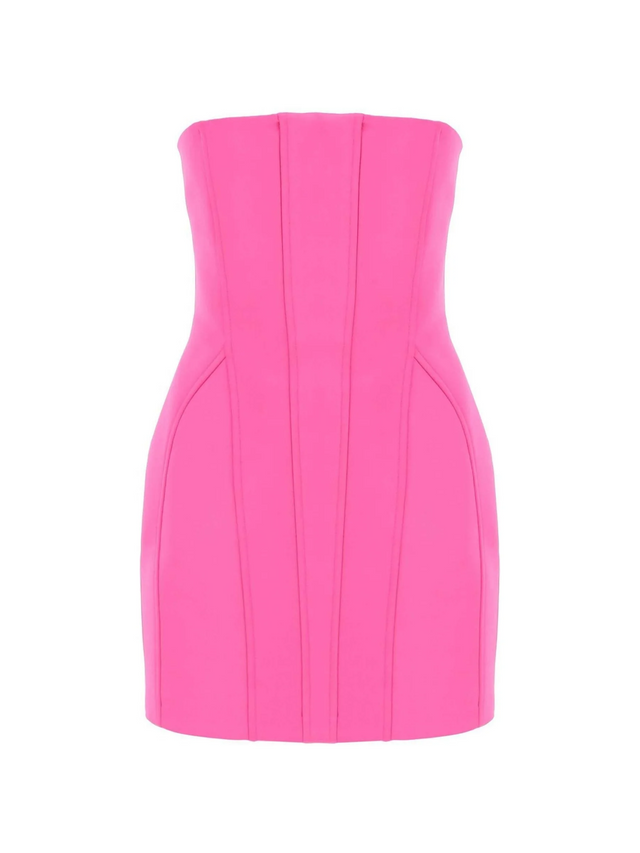 Hot Pink Satin Strapless Mini Dress GIUSEPPE DI MORABITO JOHN JULIA.