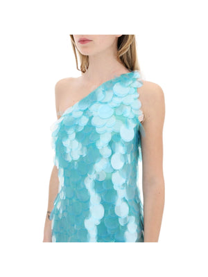 One-Shoulder Sequin Organza Mini Dress - Women > Clothing > Dresses > Mini