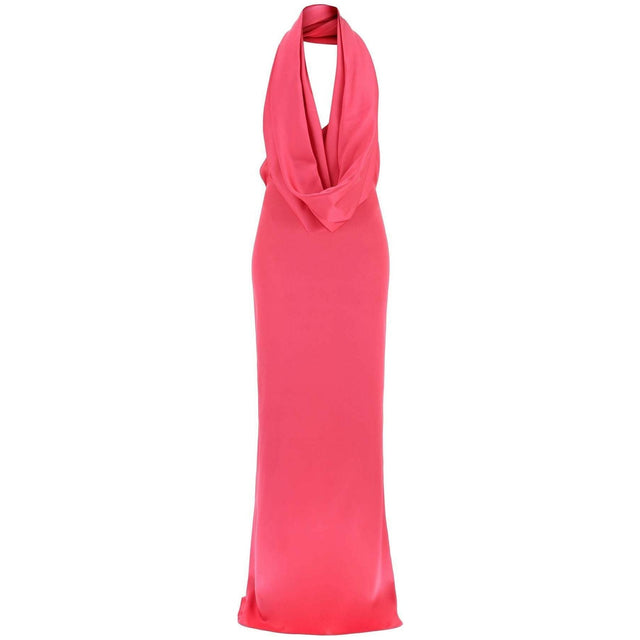 Pink Hooded Satin Gown GIUSEPPE DI MORABITO JOHN JULIA.