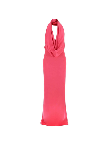 Pink Hooded Satin Gown GIUSEPPE DI MORABITO JOHN JULIA.