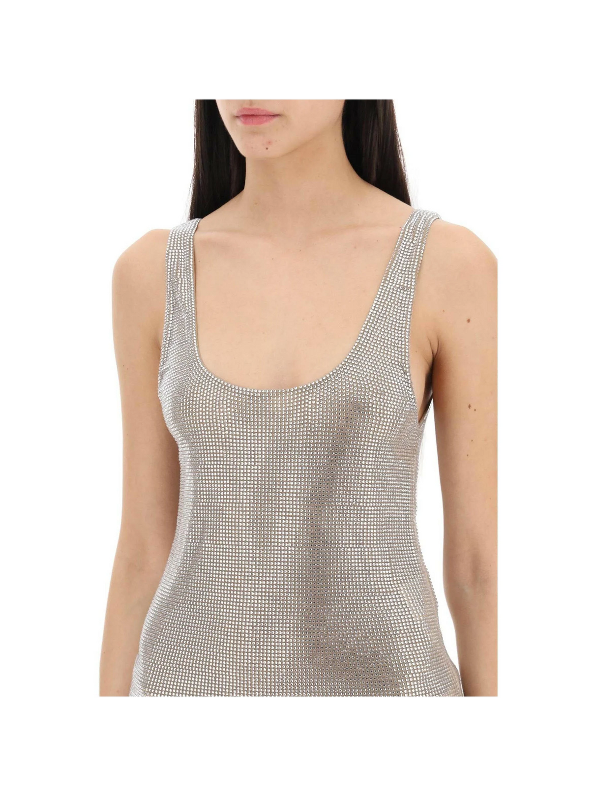 Rhinestone Mesh Tank Top.