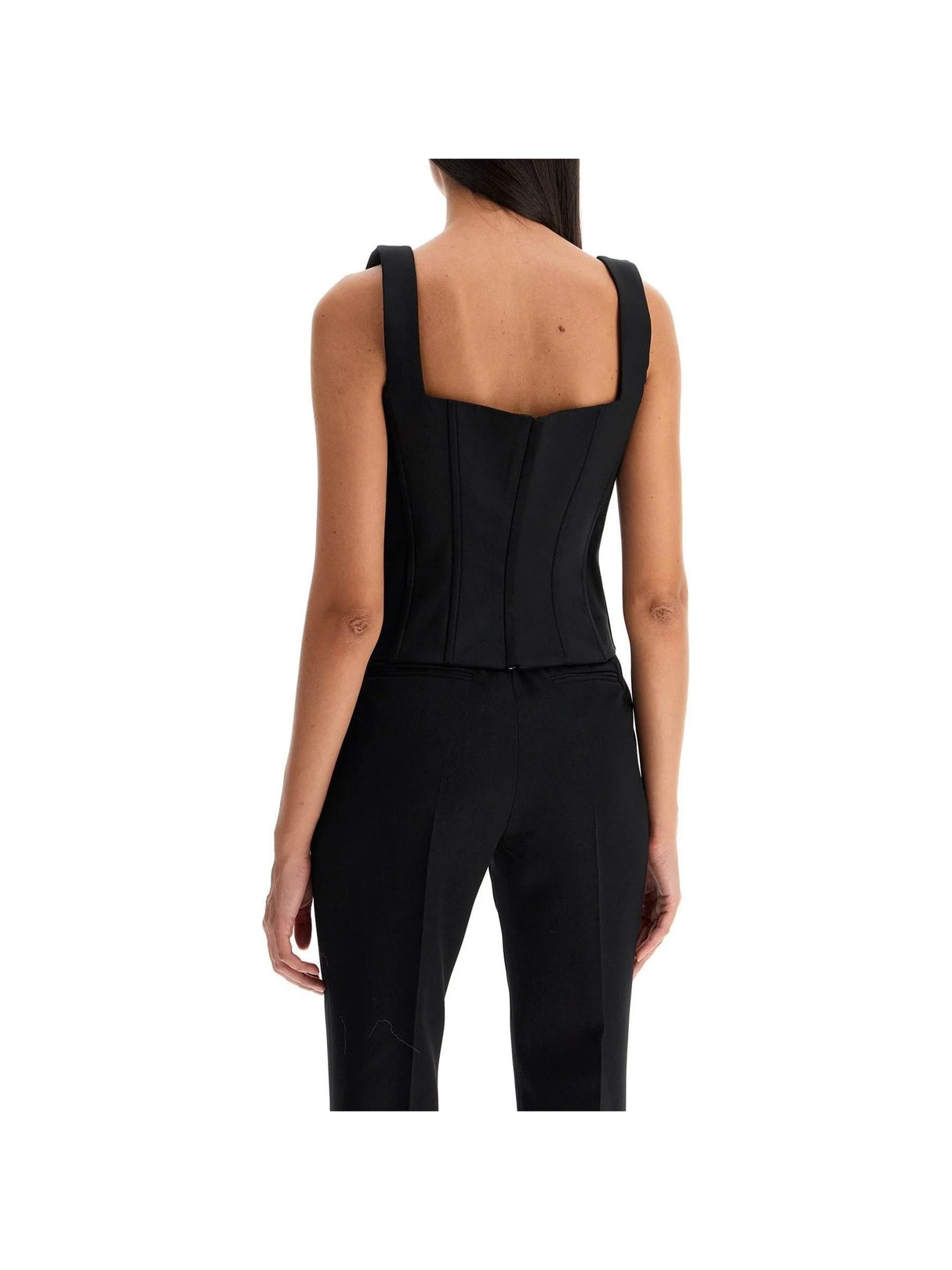 Stretch Wool Corset Top With Nine Words