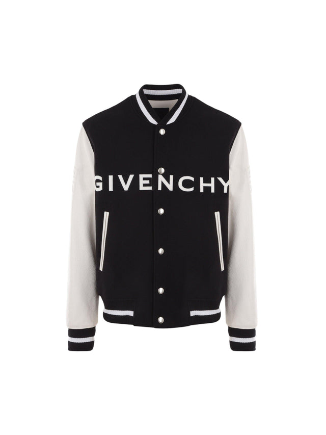 Wool Leather Bomber Jacket-GIVENCHY-JOHN JULIA