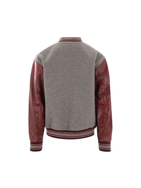 Aleandro Wool and Leather Bomber Jacket-GOLDEN GOOSE-JOHN JULIA