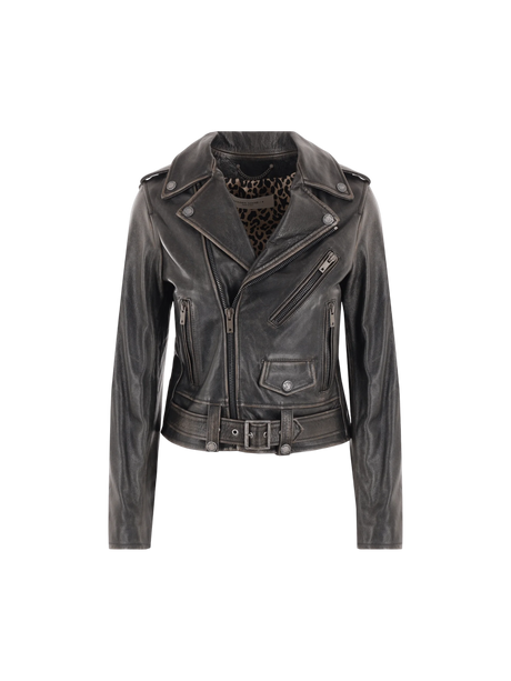 Destiny Vintage Leather Biker Jacket-GOLDEN GOOSE-JOHN JULIA