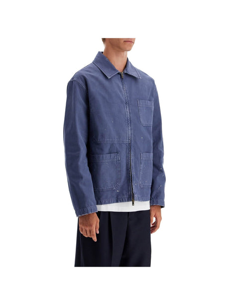 GOLDEN GOOSE-Distressed Cotton Twill Workwear Jacket-JOHN JULIA