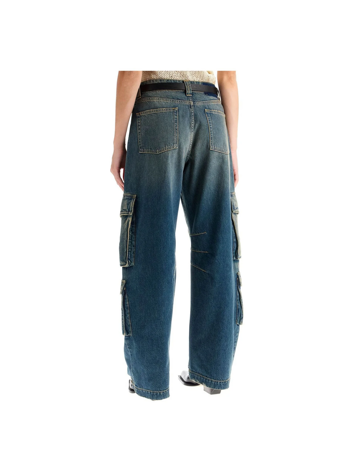 GOLDEN GOOSE-Distressed Wide-Leg Cargo Jeans -JOHN JULIA.