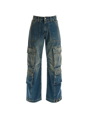 GOLDEN GOOSE-Distressed Wide-Leg Cargo Jeans -JOHN JULIA.