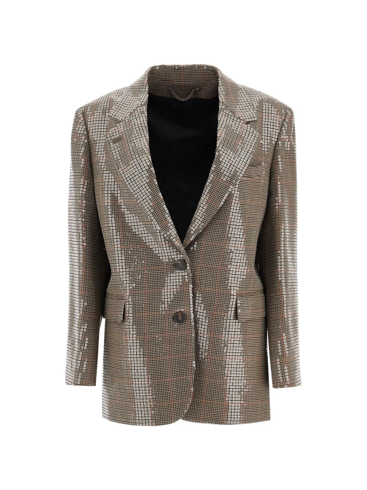 Houndstooth Blazer With Sequins