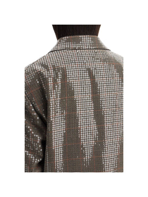 Houndstooth Blazer With Sequins