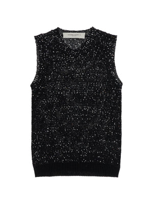 GOLDEN GOOSE-Knitted Vest With Sequins Embell -JOHN JULIA.