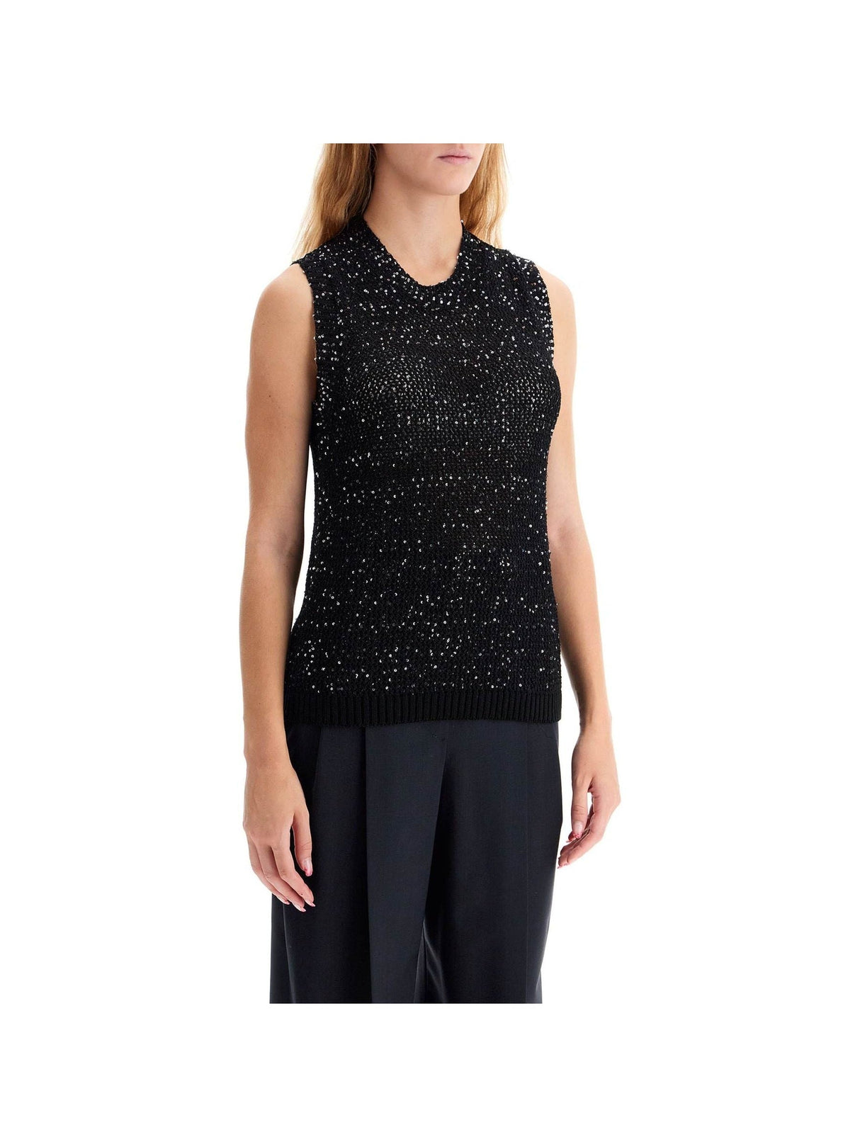 GOLDEN GOOSE-Knitted Vest With Sequins Embell -JOHN JULIA.