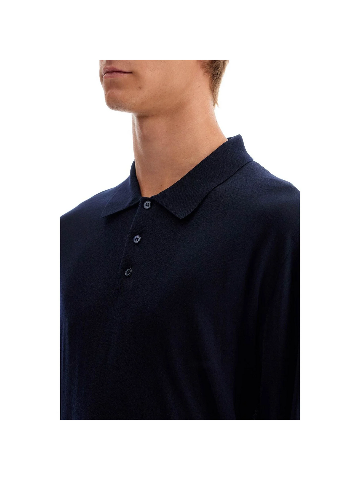 Lightweight Wool Long-Sleeved Polo Shirt - Men > Clothing > T-Shirts and Sweatshirts > Polo shirts