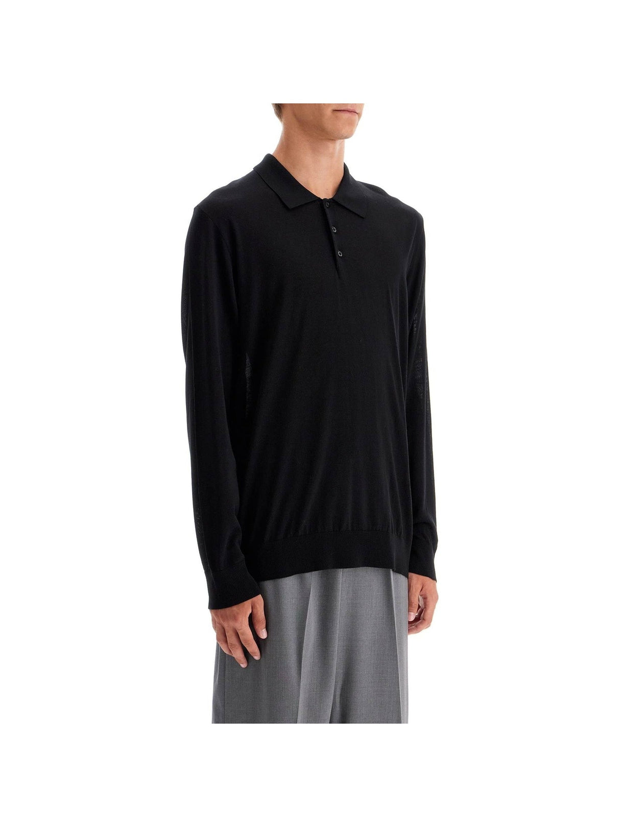 Lightweight Wool Long-Sleeved Polo Shirt - Men > Clothing > T-Shirts and Sweatshirts > Polo shirts