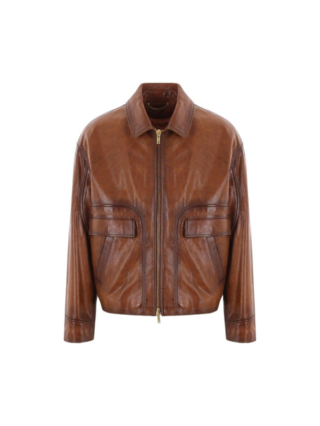 Maurice Vintage Leather Full-zip Jacket-GOLDEN GOOSE-JOHN JULIA