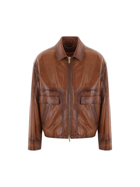 Maurice Vintage Leather Full-zip Jacket-GOLDEN GOOSE-JOHN JULIA