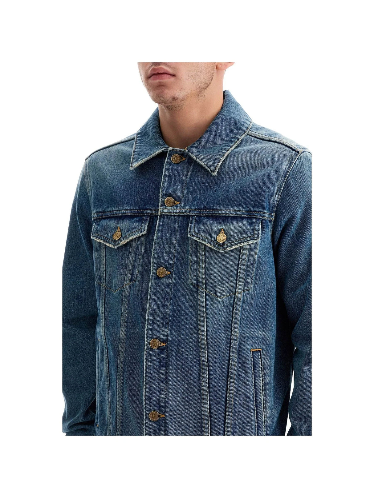 Regular Distressed Denim Jacket-Golden Goose-JOHN JULIA