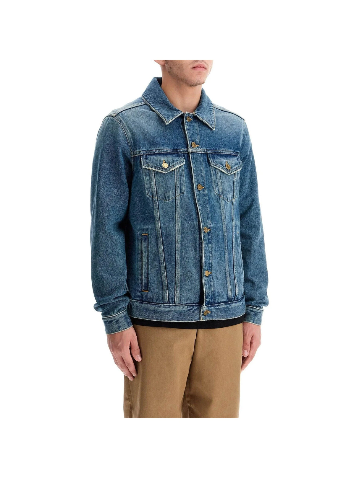 Regular Distressed Denim Jacket-Golden Goose-JOHN JULIA