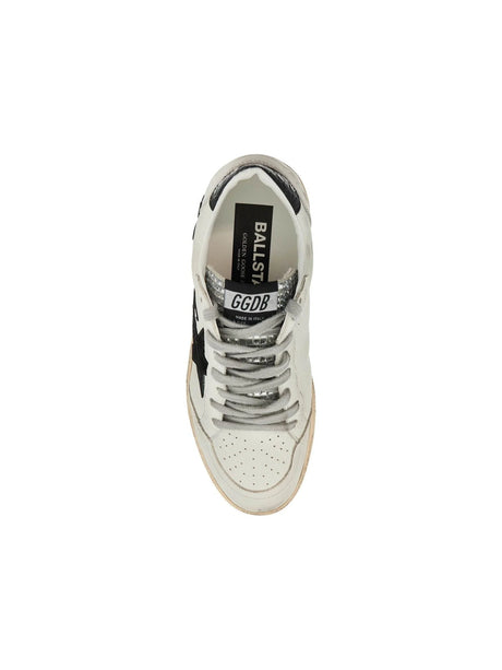 Ball Star Rhinestone Leather Sneakers-Golden Goose-JOHN JULIA