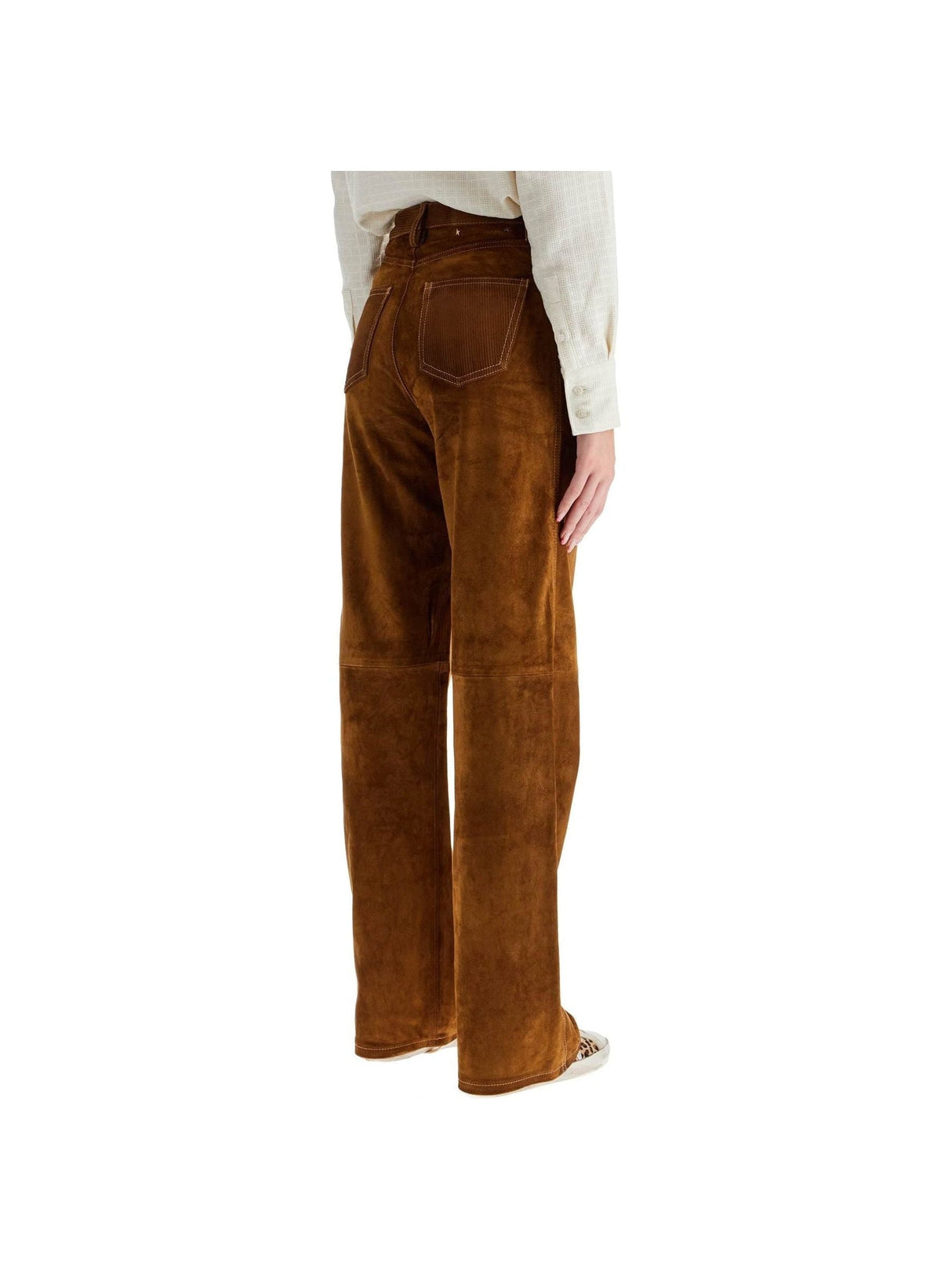 GOLDEN GOOSE-Suede Leather Pants For Men -JOHN JULIA.