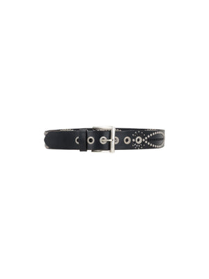 Titan Studded Leather Belt-GOLDEN GOOSE-JOHN JULIA