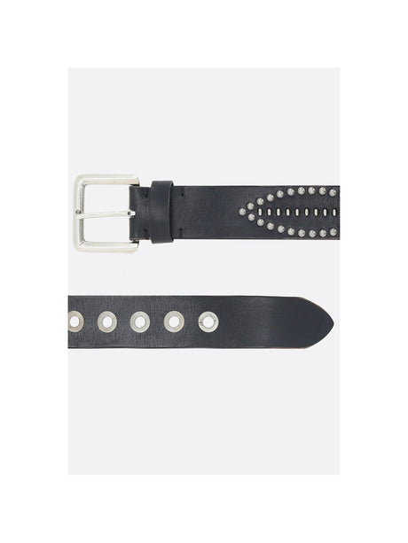 Titan Studded Leather Belt-GOLDEN GOOSE-JOHN JULIA