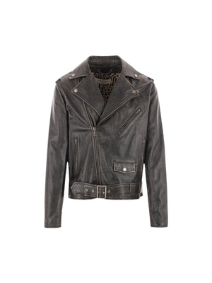 Vintage Leather Biker Jacket-Golden Goose-JOHN JULIA