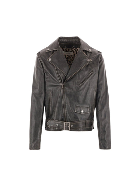 Golden Vintage Leather Biker Jacket-GOLDEN GOOSE-JOHN JULIA