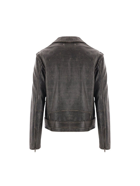 Golden Vintage Leather Biker Jacket-GOLDEN GOOSE-JOHN JULIA