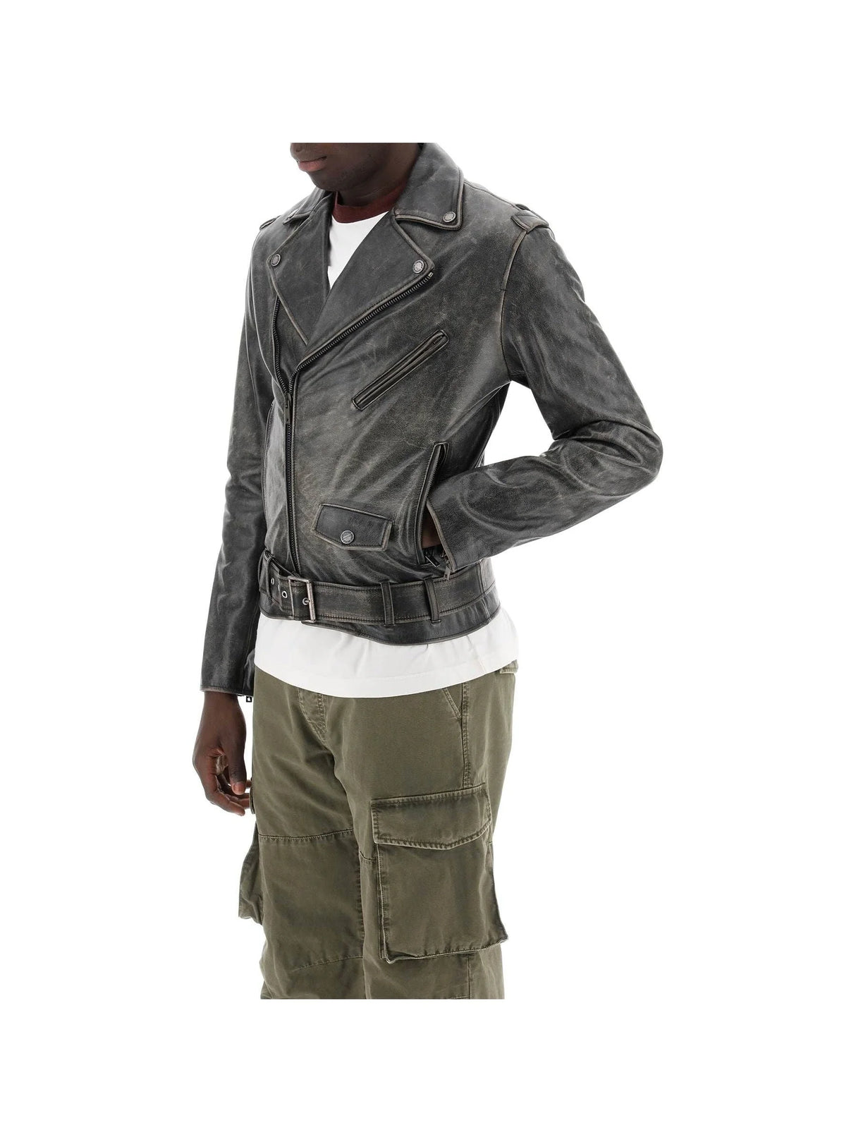 Vintage Biker Leather Jacket-Golden Goose-JOHN JULIA