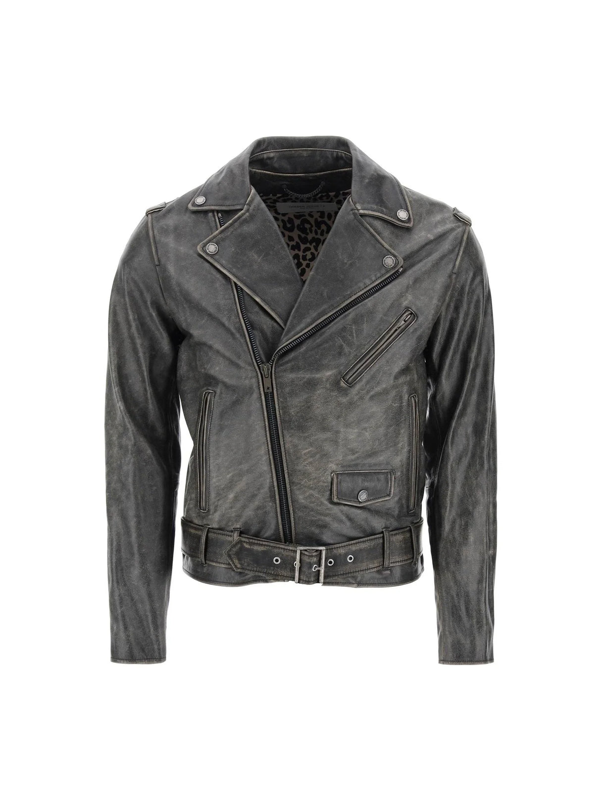 Vintage Biker Leather Jacket-Golden Goose-JOHN JULIA