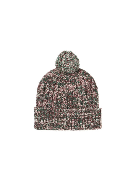 Multicolor Wool Beanie Hat With Pom Pom