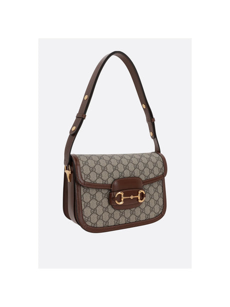 1955 Horsebit Shoulder Bag In GG Supreme Canvas-GUCCI-JOHN JULIA