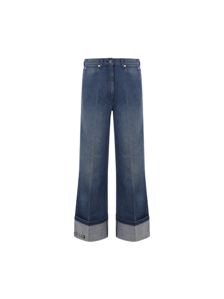 Denim Wide-leg Jeans-GUCCI-JOHN JULIA