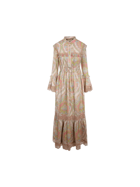 Floral Print Muslin Long Dress-GUCCI-JOHN JULIA