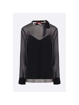 Georgette Blouse With Jewel Twist Detail-GUCCI-JOHN JULIA