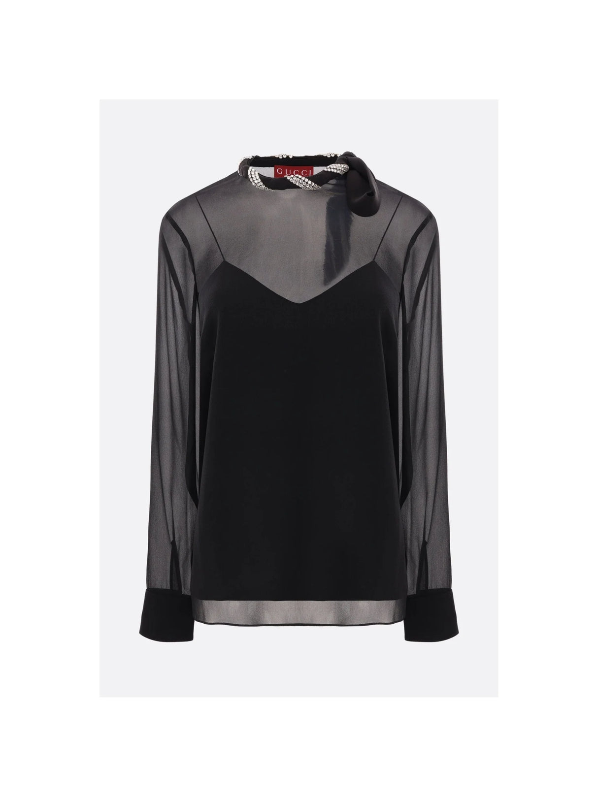 Georgette Blouse With Jewel Twist Detail-GUCCI-JOHN JULIA