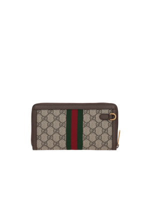 GUCCI-GG Supreme Canvas Ophidia Zip Around Wallet-JOHN JULIA