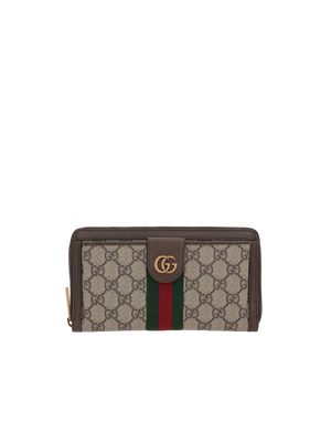 GUCCI-GG Supreme Canvas Ophidia Zip Around Wallet-JOHN JULIA