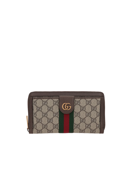 GUCCI-GG Supreme Canvas Ophidia Zip Around Wallet-JOHN JULIA